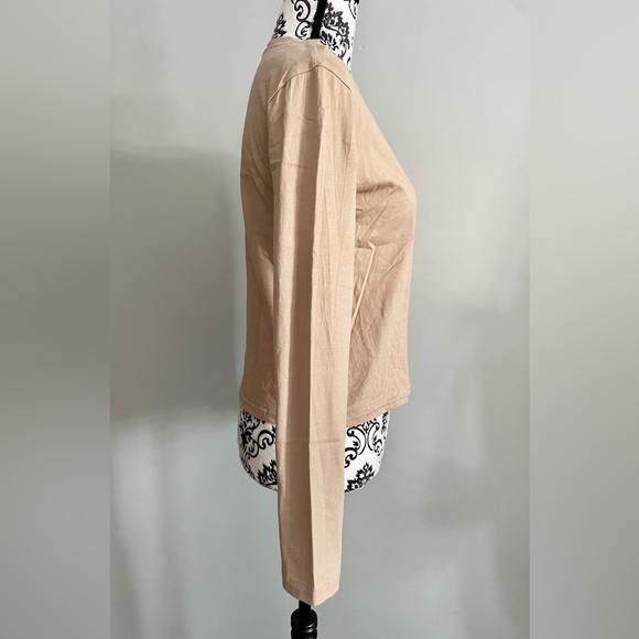 Adika Angel Embroidered Tan Long Sleeve Shirt Women’s Sz Small Soft Stretchy Y2K - Picture 3 of 10